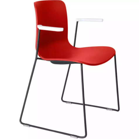 Picture of DAL ACTI CHAIR SLED BASE ARMS WHITE ARM-PADS AND BLACK POWDERCOAT FRAME RED POLYPROP SHELL