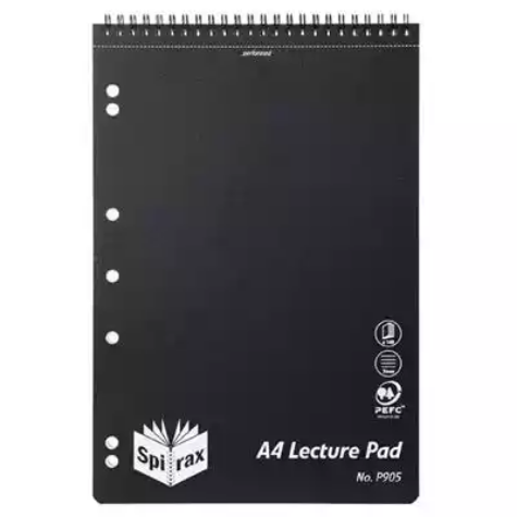 Picture of SPIRAX P905 LECTURE PAD SPIRAL BOUND TOP OPEN 140 PAGE A4 BLACK