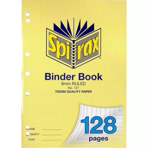 Picture of SPIRAX 127 BINDER BOOK 8MM RULED A4 128 PAGE