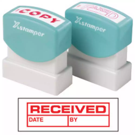 Picture of XSTAMPER CX-BN 1680 PRE-INKED MESSAGE STAMP RECEIVED/DATE/BY 42 X 13MM RED