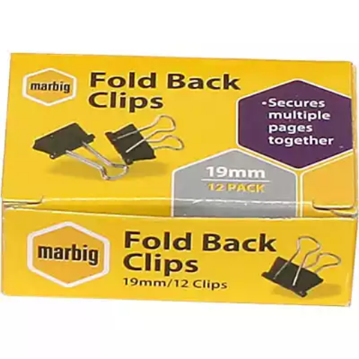 Picture of MARBIG FOLDBACK CLIP 19MM BOX 12