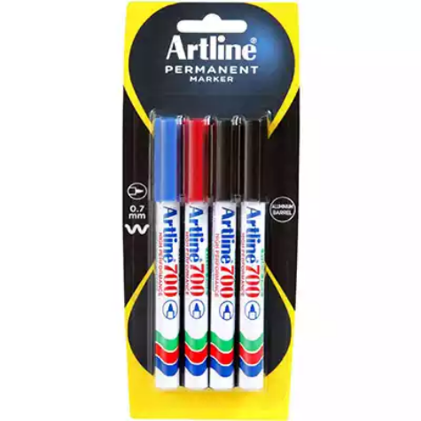 Picture of ARTLINE 700 PERMANENT MARKER BULLET 0.7MM ASSORTED PACK 4