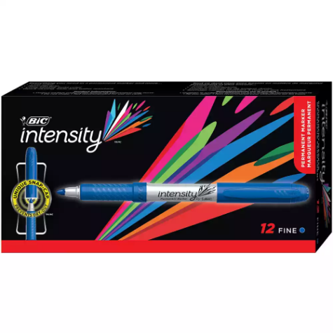 Picture of BIC INTENSITY PERMANENT MARKER BULLET FINE BLUE BOX 12