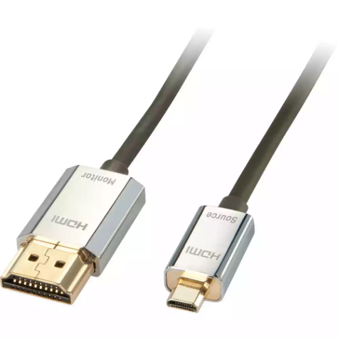 Picture of LINDY 41678 CROMO LINE SLIM HDMI TO MICRO HDMI CABLE WITH ETHERNET 3M BLACK