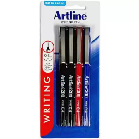 Picture of ARTLINE 200 FINELINER PEN 0.4MM ASSORTED PACK 4