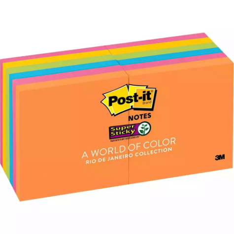 Picture of POST-IT 654-12SSAU SUPER STICKY NOTES 76 X 76MM ENERGY BOOST PACK 12