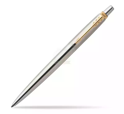 Picture of PARKER JOTTER BALLPOINT PEN MEDIUM BLUE INK STAINLESS STEEL GOLD TRIM GIFT BOX