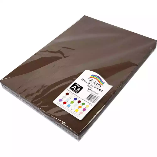 Picture of RAINBOW SPECTRUM BOARD 220GSM A3 BROWN PACK 100