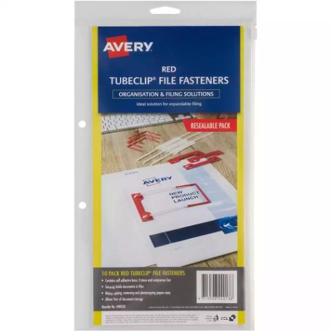 Picture of AVERY 44005R TUBECLIP FASTENER 3 PIECE SET RED PACK 10