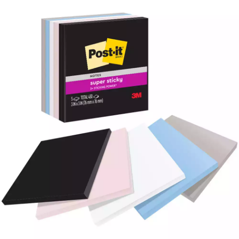 Picture of POST-IT 654-5SSNE SUPER STICKY NOTES 76 X 76MM SIMPLY SERENE PACK 5