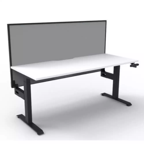 Picture of RAPIDLINE BOOST CRANK SINGLE SIDED WORKSTATION WITH SCREEN 1800 X 750 X 705MM NATURAL WHITE TOP AND BLACK SATIN FRAME