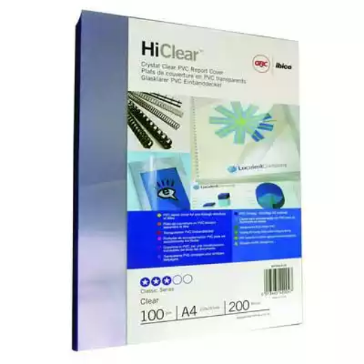 Picture of GBC IBICO BINDING COVER 200 MICRON A4 CLEAR PACK 100