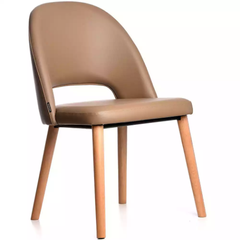 Picture of DURAFURN SEMIFREDDO CHAIR TROJAN OAK LEGS TAUPE VINYL SEAT