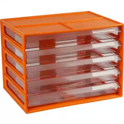 Picture of ITALPLAST DOCUMENT CABINET 5 DRAWER 255 X 330 X 230MM A4 MANDARIN