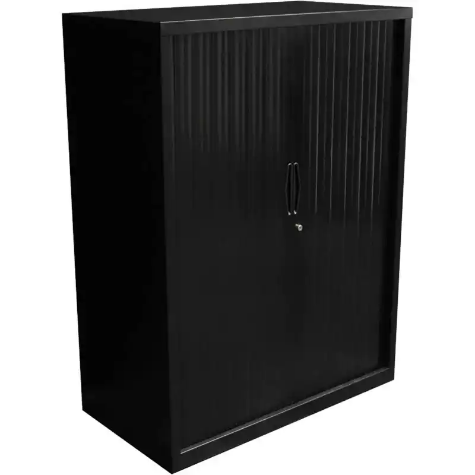 Picture of GO STEEL TAMBOUR DOOR CABINET 2 SHELVES 1016 X 1200 X 473MM BLACK