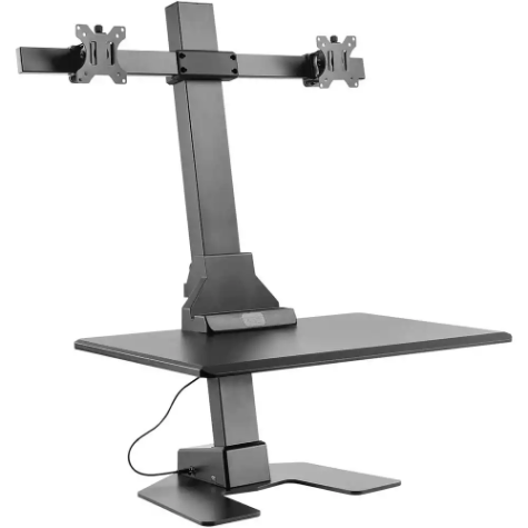 Picture of ERGOVIDA DUAL MONITOR ELECTRIC VERTICAL BAR DESKTOP SIT-STAND WORKSTATION BLACK