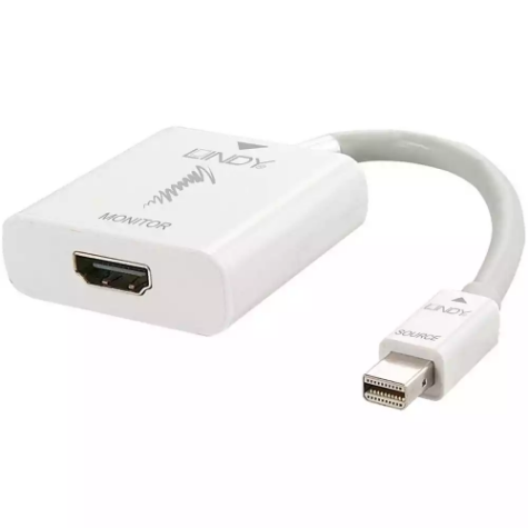 Picture of LINDY 41069 ADAPTER CONVERTER MINI DISPLAYPORT 1.2 TO HDMI 2.0 18G 150MM WHITE