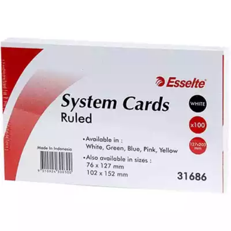 Picture of ESSELTE RULED SYSTEM CARDS 127 X 203MM WHITE PACK 100