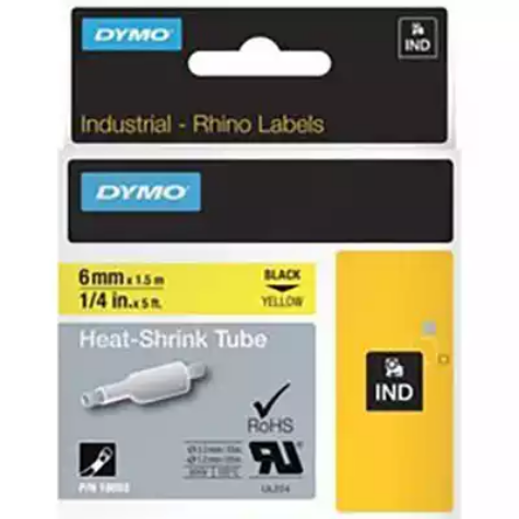 Picture of DYMO 18052 RHINO INDUSTRIAL HEAT SHRINK TUBING 6MM BLACK ON YELLOW