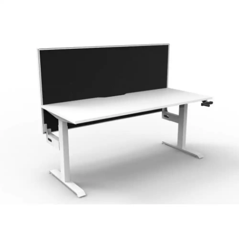 Picture of RAPIDLINE BOOST CRANK SINGLE SIDED WORKSTATION WITH SCREEN 1500 X 750 X 705MM NATURAL WHITE TOP AND WHITE SATIN FRAME