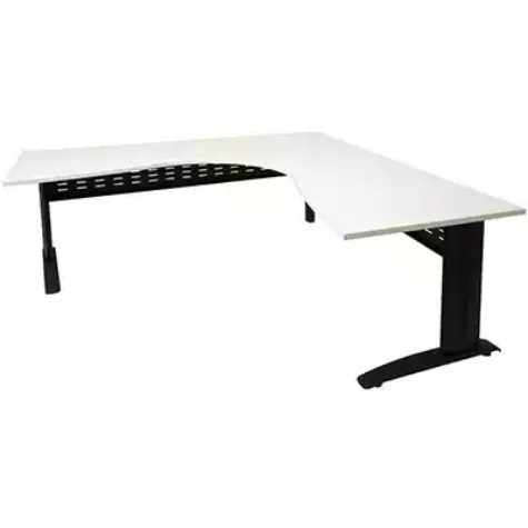 Picture of RAPID SPAN CORNER WORKSTATION WITH METAL MODESTY PANEL 1800 X 1500 X 700MM NATURAL WHITE/BLACK