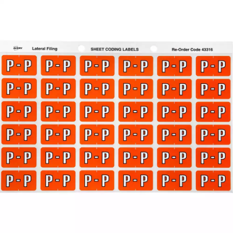 Picture of AVERY 43316 LATERAL FILE LABEL SIDE TAB COLOUR CODE P 25 X 38MM DARK ORANGE PACK 180