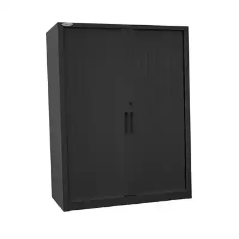 Picture of STEELCO TAMBOUR DOOR CABINET 3 SHELVES 1320H X 1200W X 463D MM BLACK SATIN