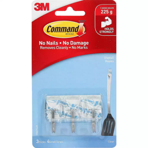 Picture of COMMAND ADHESIVE WIRE HOOKS SMALL HOOKS WITH CLEAR STRIPS