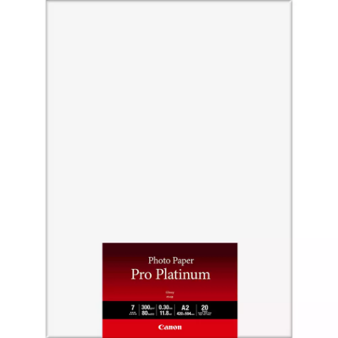 Picture of CANON PT-101 PRO PLATINUM PHOTO PAPER 300GSM A2 PACK 20 SHEETS