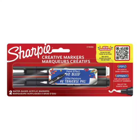 Picture of SHARPIE CREATIVE WATER-BASED ACRYLIC MARKERS BULLET TIP ASSORTED COLOURS PACK 2