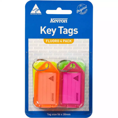 Picture of KEVRON ID38 KEYTAGS ASSORTED FLUORESCENT PACK 4