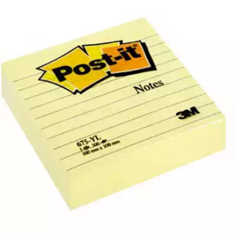 Picture of POST-IT 675-YL LINED NOTES 101 X 101MM CANARY YELLOW