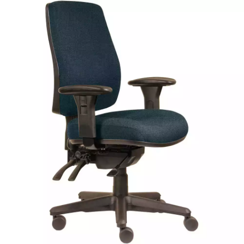 Picture of ERGOSELECT SPARK ERGONOMIC CHAIR HIGH BACK 3 LEVER SEAT SLIDE BLACK NYLON BASE ADJUSTABLE ARMS DENIM