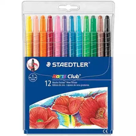 Picture of STAEDTLER 221 NORIS CLUB TWIST CRAYONS ASSORTED COLOURS PACK 12