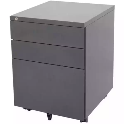 Picture of GO STEEL MOBILE PEDESTAL STEEL 3-DRAWER LOCKABLE 460 X 472 X 610MM GRAPHITE RIPPLE