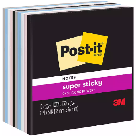 Picture of POST-IT 654-10SSNE SUPER STICKY NOTES 76 X 76MM SIMPLY SERENE PACK 10