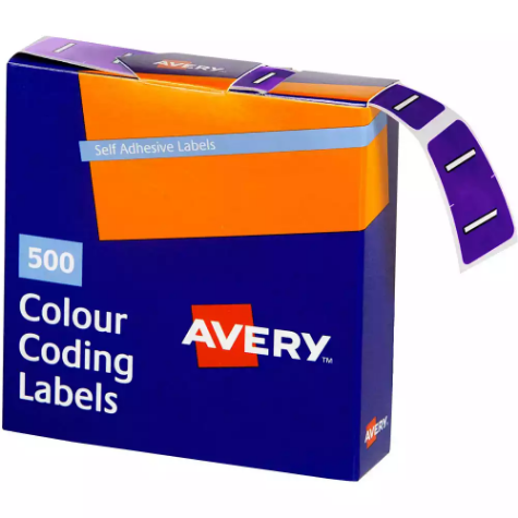 Picture of AVERY 43209 LATERAL FILE LABEL SIDE TAB COLOUR CODE I 25 X 38MM PURPLE PACK 500