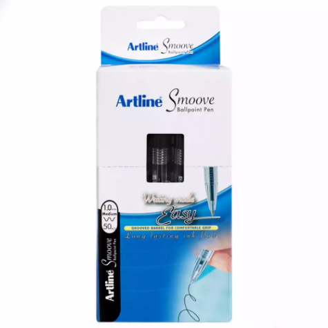 Picture of ARTLINE SMOOVE BALLPOINT PEN MEDIUM 1.0MM BLACK BOX 50