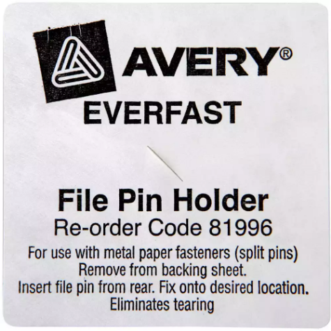 Picture of AVERY 81996 EVERFAST PIN HOLDER WHITE PACK 300