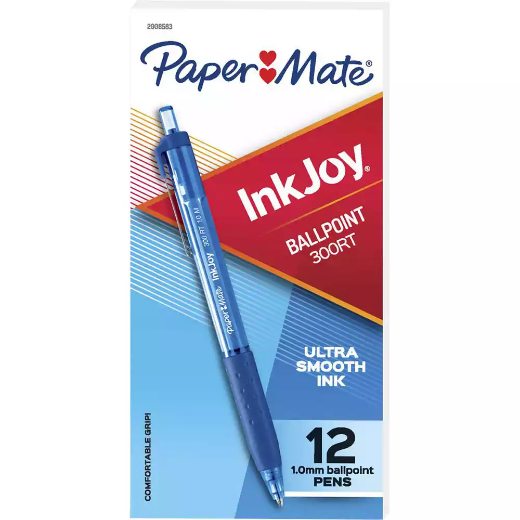 Picture of PAPERMATE INKJOY 300 RETRACTABLE BALLPOINT PEN 1.0MM BLUE BOX 12