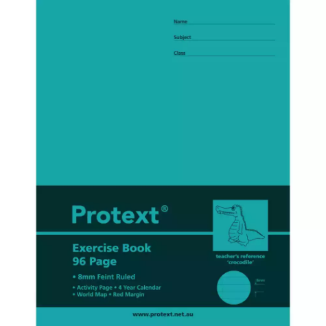 Picture of PROTEXT EXERCISE BOOK RULED 8MM 70GSM 96 PAGE 225 X 175MM CROCODILE ASSORTED