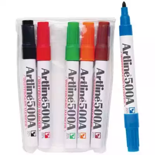 Picture of ARTLINE 500A WHITEBOARD MARKER BULLET 2MM ASSORTED WALLET 6