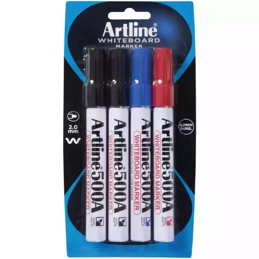 Picture of ARTLINE 500A WHITEBOARD MARKER BULLET 2MM ASSORTED WALLET 6