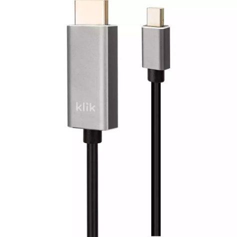 Picture of KLIK MINI DISPLAYPORT CABLE MALE TO HDMI MALE 2M BLACK/SILVER