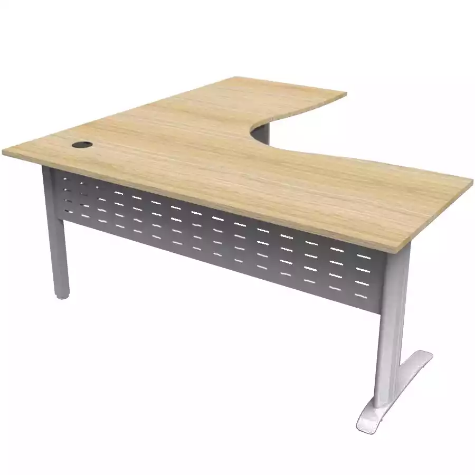 Picture of RAPID SPAN DELUXE CORNER WORKSTATION METAL MODESTY PANEL 1800 X 1500 X 730MM NATURAL OAK/SILVER