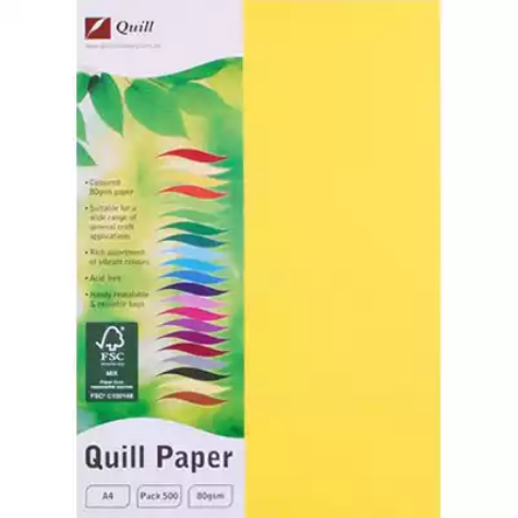 Picture of QUILL XL MULTIOFFICE COLOURED A4 COPY PAPER 80GSM LEMON PACK 500 SHEETS