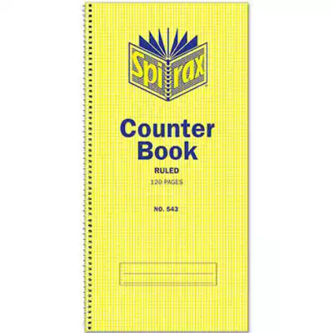 Picture of SPIRAX 543 COUNTER BOOK SPIRAL BOUND SIDE OPEN FEINT RULED 120 PAGE 297 X 135MM