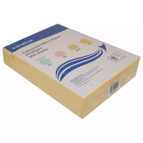 Picture of INITIATIVE COLOURS COPY PAPER 80GSM A4 YELLOW PACK 500 SHEETS