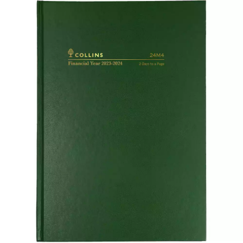 Picture of COLLINS 24M4.P40 FINANCIAL YEAR DIARY 2 DAYS TO PAGE A4 GREEN