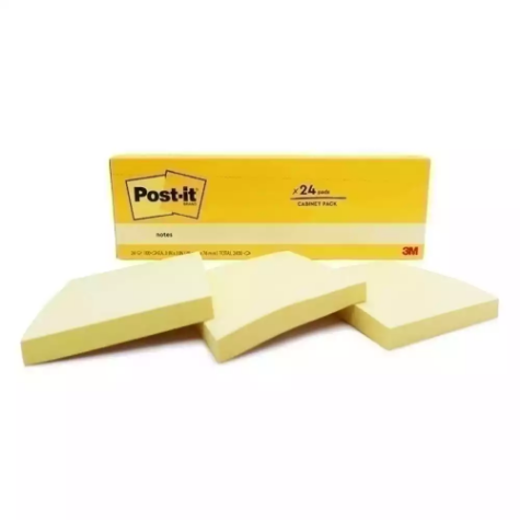 Picture of POST-IT 654-24CY STICKY NOTES 76 X 76MM CANERY YELLOW CABINET PACK 24